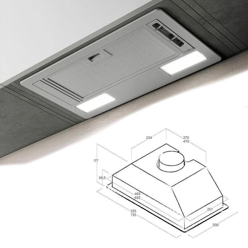 010611.13EK - CAPPA INCASSO CM. 735X300 KA EL ERA GR/A/80 CON/FILTRO CARBONE