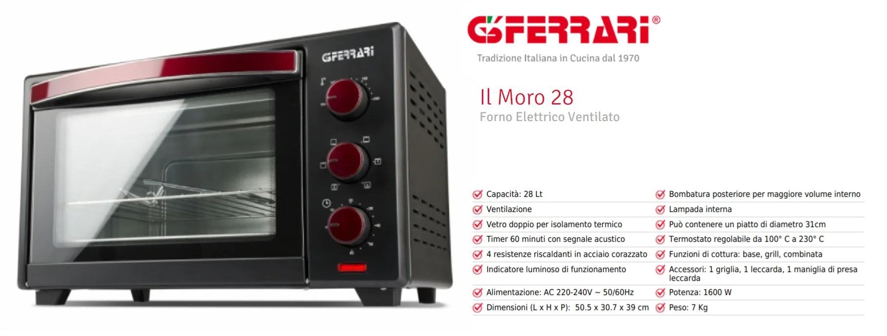 013092.12G3 - FORNETTO ELETTRICO 28LT. VENTILATO 1600W