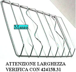 424129.31SM - GRIGLIA 2FUOCHI 403X272 CENTRALE INOX